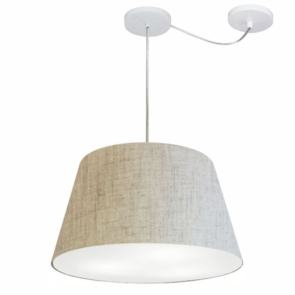 Pendente Cone Com Desvio Md-4279 Cúpula Tecido 21/30x40cm Rústico Bege - Bivolt Pendente Cone Com Desvio Md-4279 Cúpula Tecido 21/30x40cm Rústico Bege - Bivolt