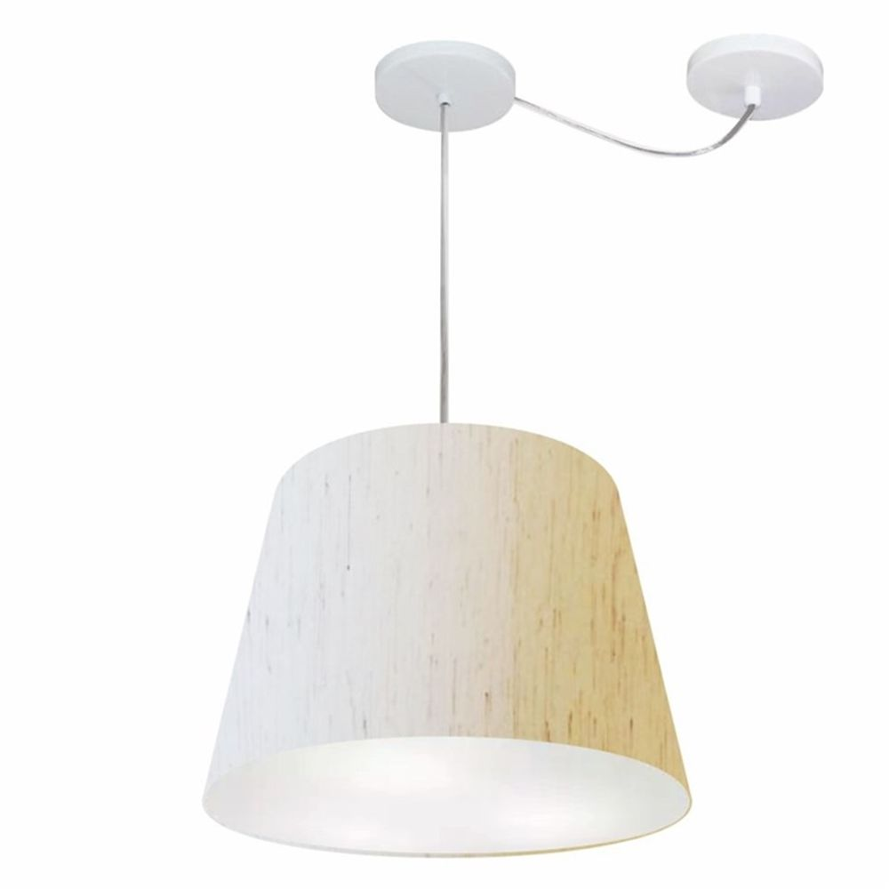 Pendente Cone Com Desvio Md-4276 Cúpula Tecido 30/30x40cm Linho Bege - Bivolt Pendente Cone Com Desvio Md-4276 Cúpula Tecido 30/30x40cm Linho Bege - Bivolt