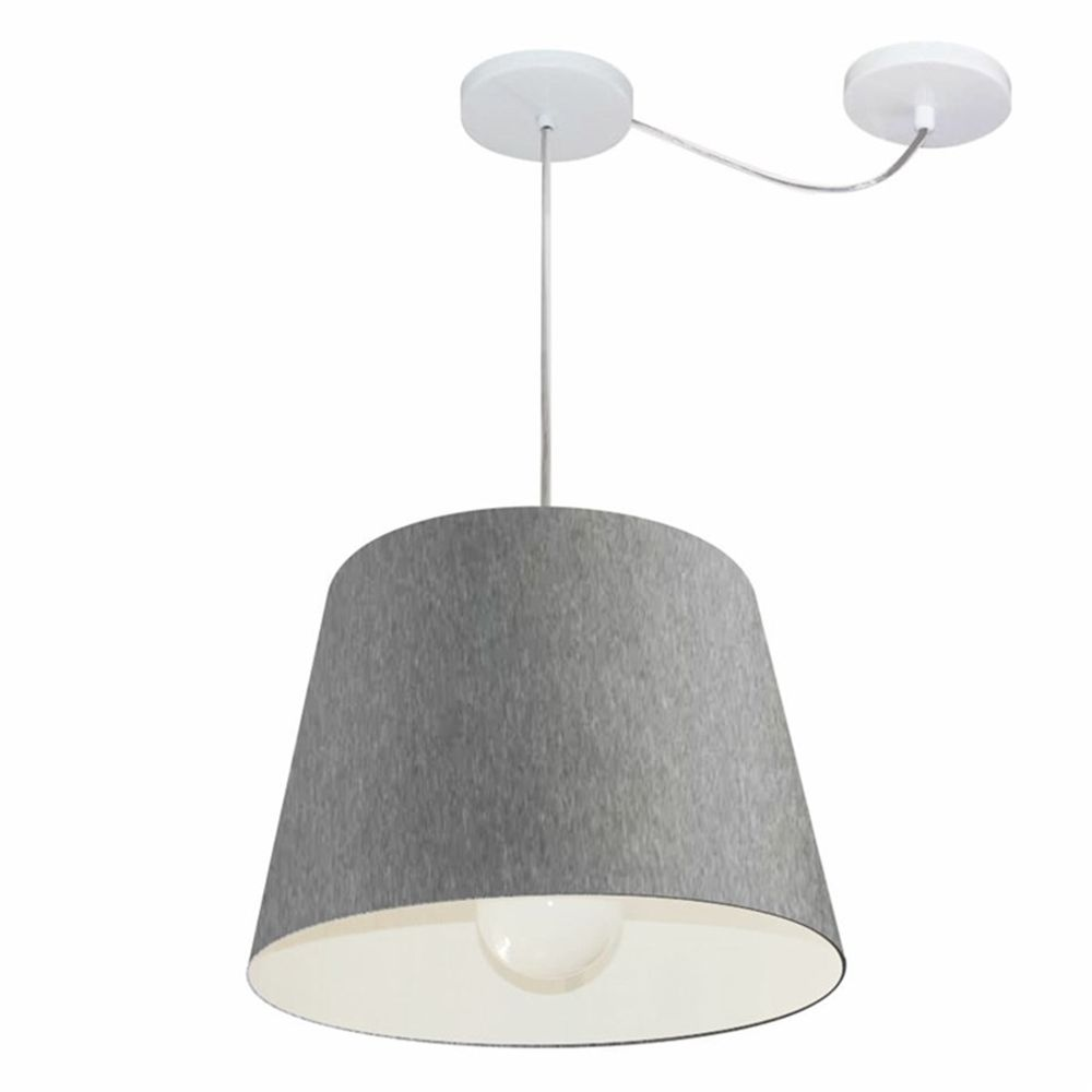 Pendente Cone Com Desvio Md-4274 Cúpula Tecido 30/30x40cm Rústico Cinza - Bivolt Pendente Cone Com Desvio Md-4274 Cúpula Tecido 30/30x40cm Rústico Cinza - Bivolt