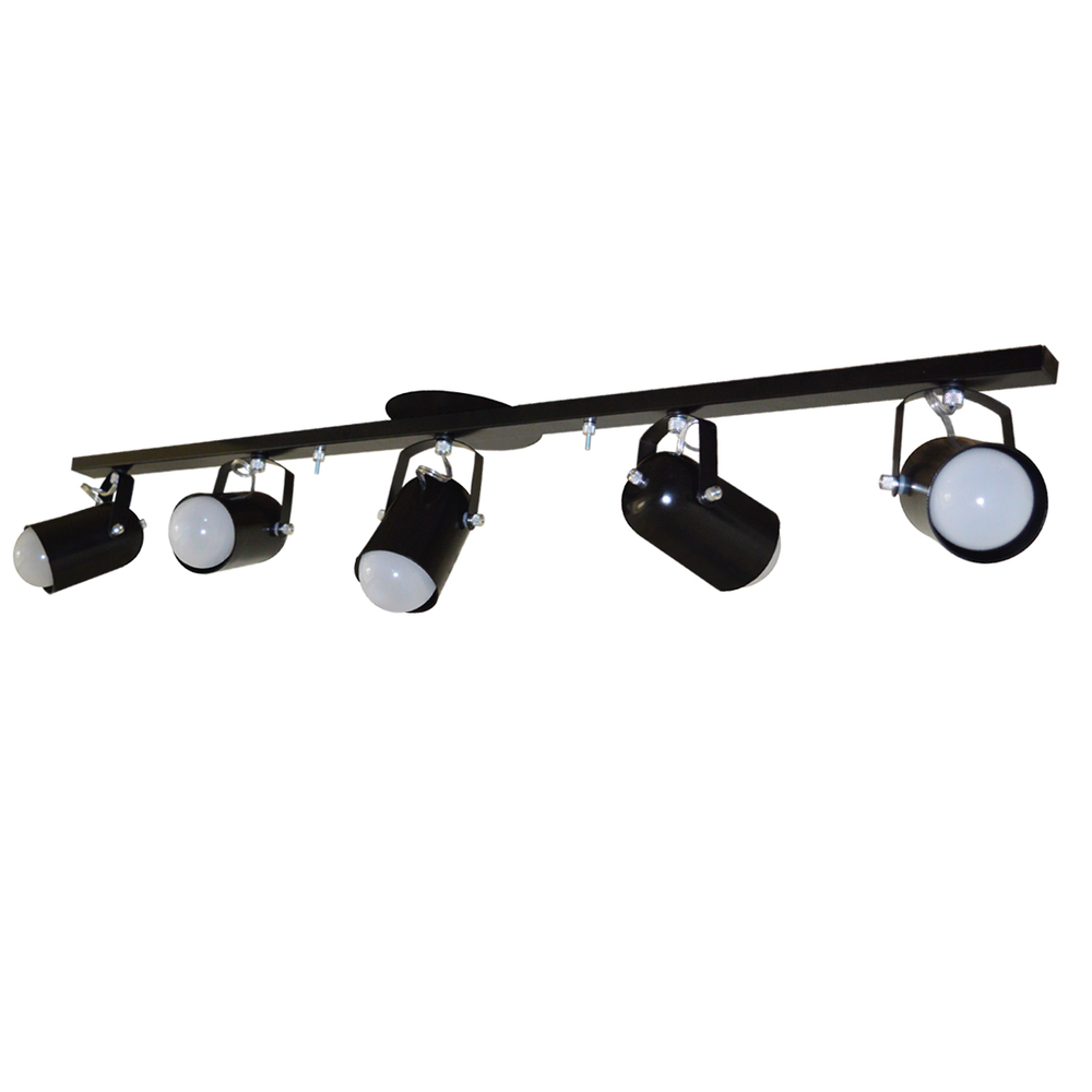 Trilho de 95cm com 05 Spots para 05 lâmpadas padrão E27 - Ideal para Sala, Quarto, Cozinha, Comércio - Bivolt 110v/220v - Preto Trilho de 95cm com 05 Spots para 05 lâmpadas padrão E27 - Ideal para Sala, Quarto, Cozinha, Comércio - Bivolt 110v/220v - Preto