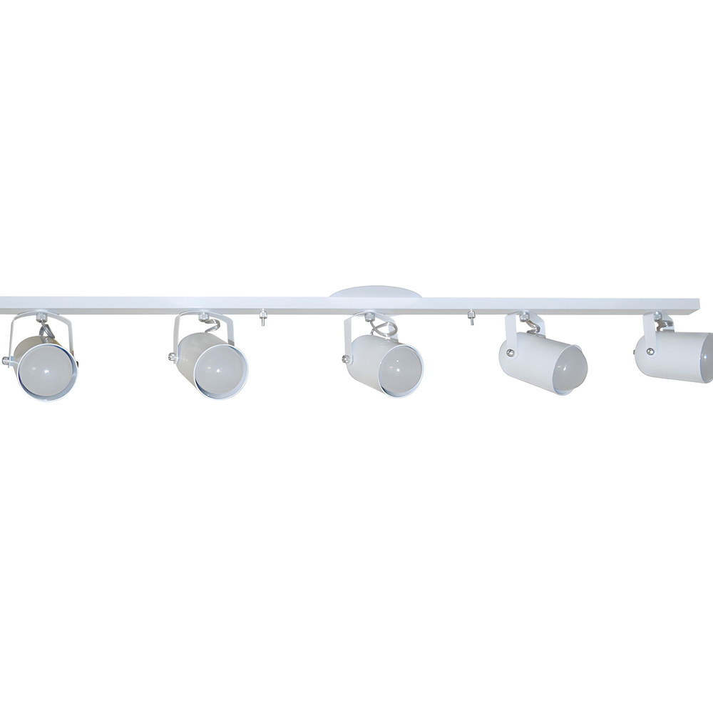 Trilho de 95cm com 05 Spots para 05 lâmpadas padrão E27 - Ideal para Sala, Quarto, Cozinha, Comércio - Bivolt 110v/220v - Branco Trilho de 95cm com 05 Spots para 05 lâmpadas padrão E27 - Ideal para Sala, Quarto, Cozinha, Comércio - Bivolt 110v/220v - Branco
