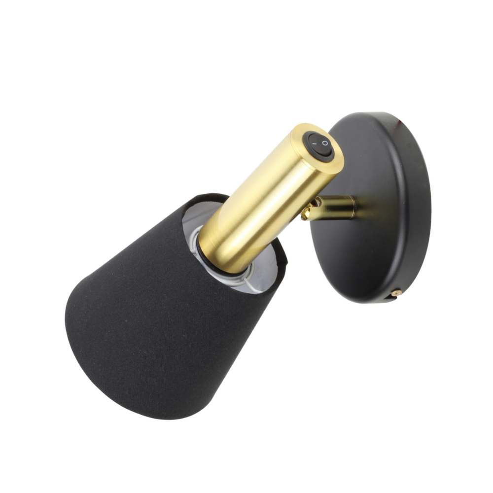 Arandela Torcia Preto e Dourado Lixado Com Cúpula Preta Spotline Arandela Torcia Preto e Dourado Lixado Com Cúpula Preta Spotline