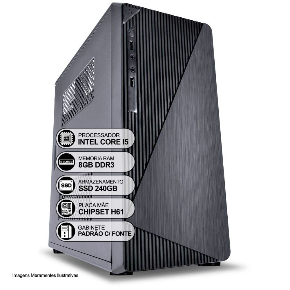 Computador Desktop, Intel Core I5 3º Geração, 8GB RAM, SSD 240GB, HDMI Computador Desktop, Intel Core I5 3º Geração, 8GB RAM, SSD 240GB, HDMI