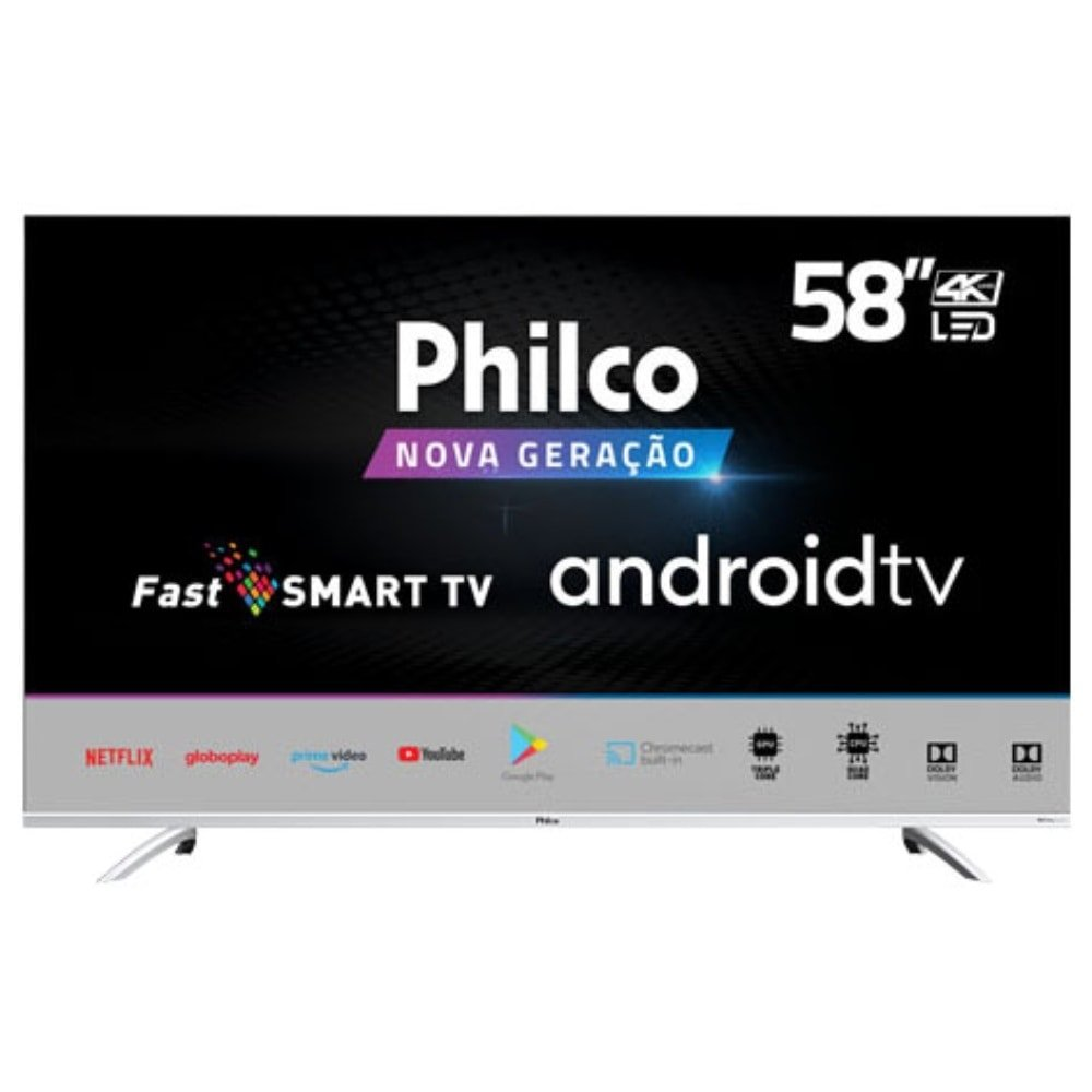 Smart TV 58" LCD LED Philco PTV58GAGSKSBL | 4K UHD, com Wi-Fi, com 3 USB, 3 HDMI, 50/60Hz Smart TV 58" LCD LED Philco PTV58GAGSKSBL | 4K UHD, com Wi-Fi, com 3 USB, 3 HDMI, 50/60Hz