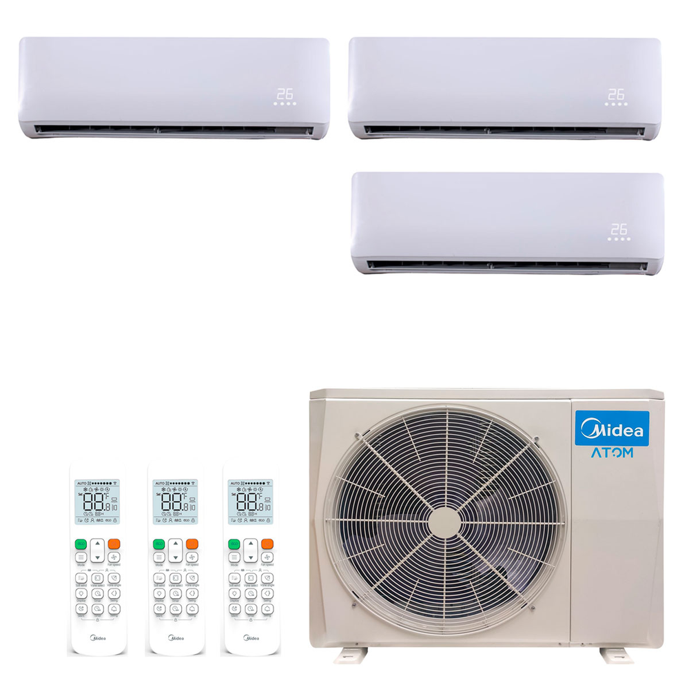 Ar Condicionado Multi Split Inverter Hi Wall Midea Atom 28000 BTUs (2x 9000 + 12000) Quente Frio - 220V Ar Condicionado Multi Split Inverter Hi Wall Midea Atom 28000 BTUs (2x 9000 + 12000) Quente Frio - 220V