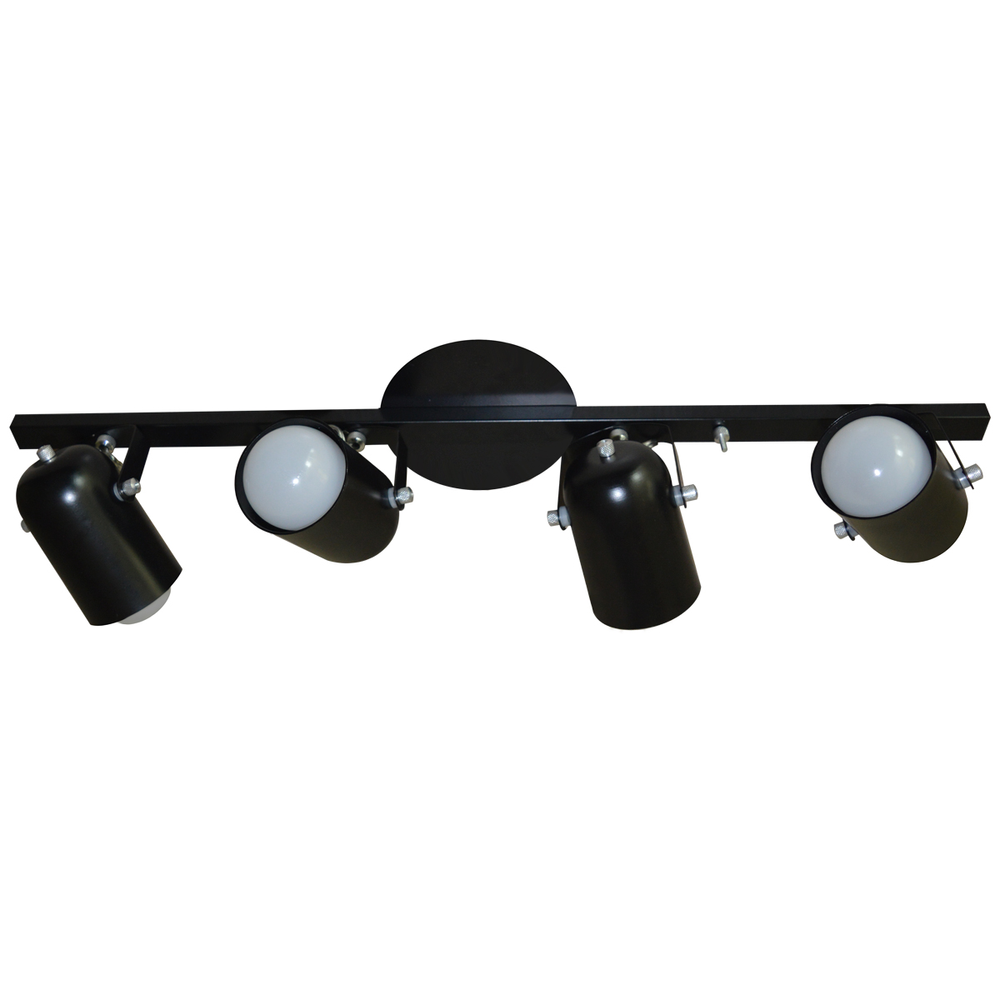 Trilho de 65cm com 04 Spots para 04 lâmpadas padrão E27 - Ideal para Sala, Quarto, Cozinha, Comércio - Bivolt 110v/220v - Preto Trilho de 65cm com 04 Spots para 04 lâmpadas padrão E27 - Ideal para Sala, Quarto, Cozinha, Comércio - Bivolt 110v/220v - Preto
