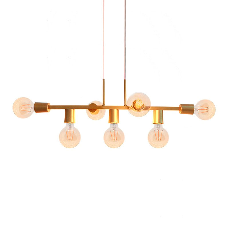 Luminária Pendente para Salas e Quartos Jabuti Dourada para 7 Lâmpadas E27 Bivolt Luminária Pendente para Salas e Quartos Jabuti Dourada para 7 Lâmpadas E27 Bivolt