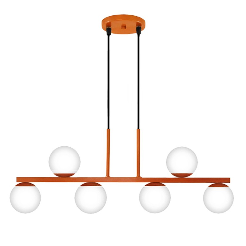 Luminária de Teto Pendente Jabuti UP Cobre com Globos Brancos para 6 Lâmpadas G9 de LED Luminária de Teto Pendente Jabuti UP Cobre com Globos Brancos para 6 Lâmpadas G9 de LED
