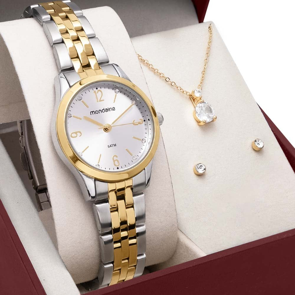Kit Relógio Mondaine Feminino com Colar e Brincos 32720LPMKBE3K1 Kit Relógio Mondaine Feminino com Colar e Brincos 32720LPMKBE3K1