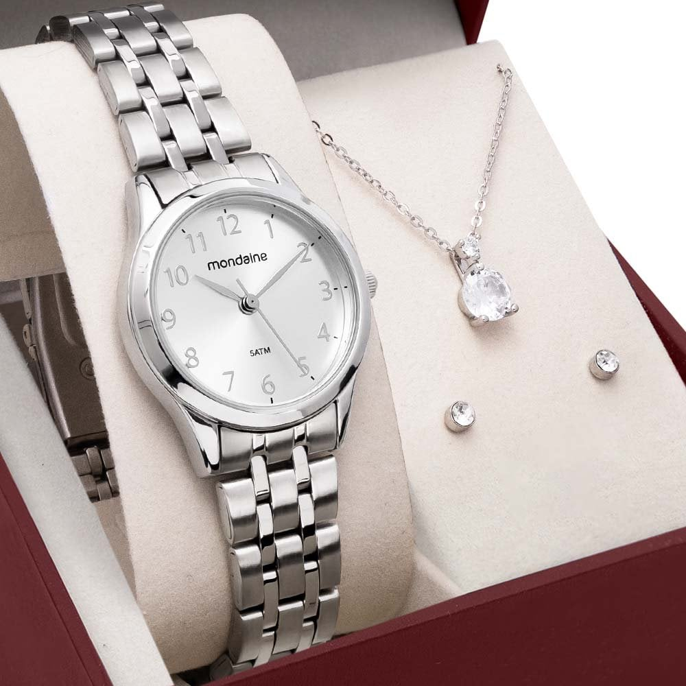 Kit Relógio Mondaine Feminino com Colar e Brincos 32608L0MKNE2K1 Kit Relógio Mondaine Feminino com Colar e Brincos 32608L0MKNE2K1
