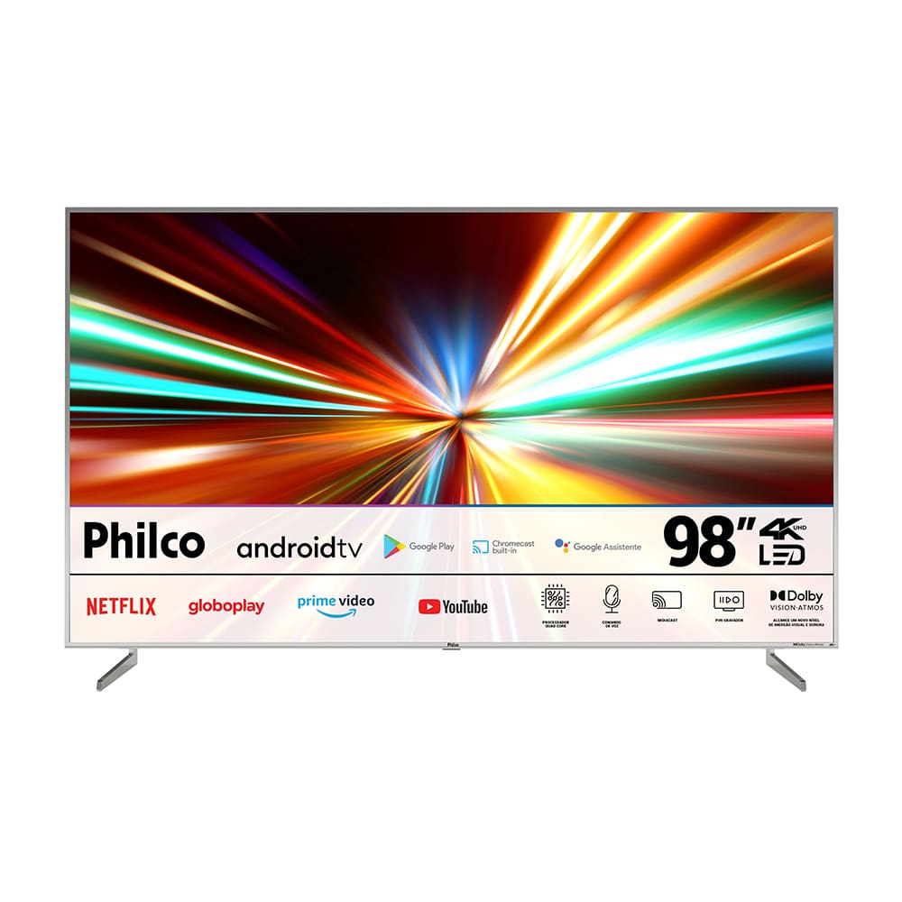 Smart TV 98" LED UHD 4K Philco PTV98F8TAGCM com Painel 120Hz Emulado, HDMI, USB, Wi-Fi, Dolby Vision e Dolby Atmos Smart TV 98" LED UHD 4K Philco PTV98F8TAGCM com Painel 120Hz Emulado, HDMI, USB, Wi-Fi, Dolby Vision e Dolby Atmos