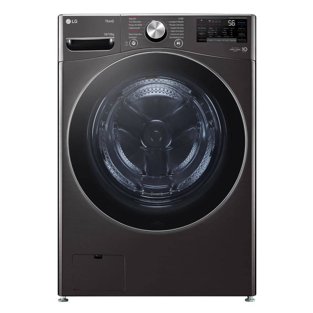 Lava e Seca LG 18Kg/10Kg com Inteligência Artificial AI DD e Wi-Fi WD18BV2S6B Black Inox - 110V Lava e Seca LG 18Kg/10Kg com Inteligência Artificial AI DD e Wi-Fi WD18BV2S6B Black Inox - 110V