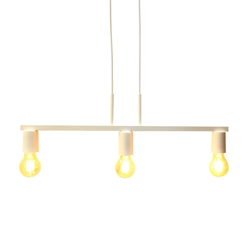 Pendente New Bar para 3 Lâmpadas Branco 60cm E27 Bivolt para Salas e Quartos Pendente New Bar para 3 Lâmpadas Branco 60cm E27 Bivolt para Salas e Quartos