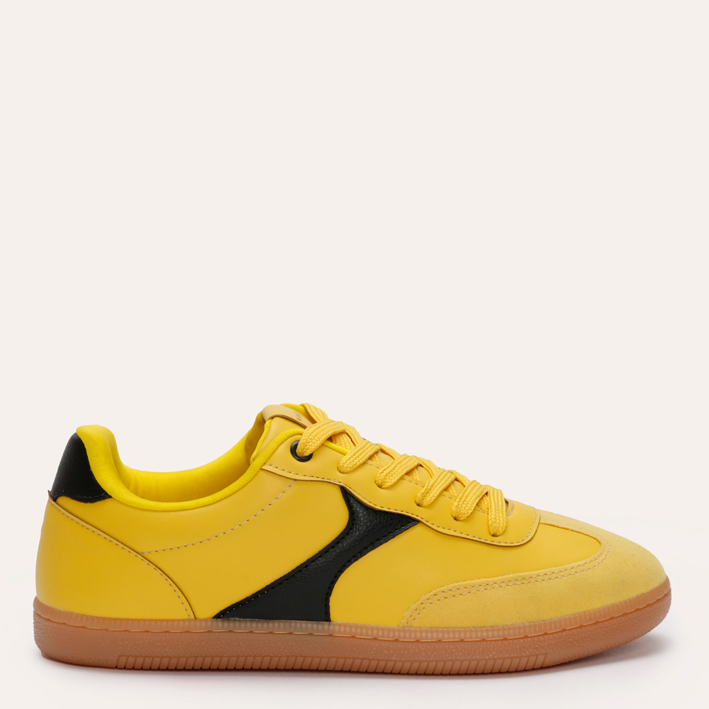 Tênis casual com recortes bicolor mindset amarelo Tênis casual com recortes bicolor mindset amarelo
