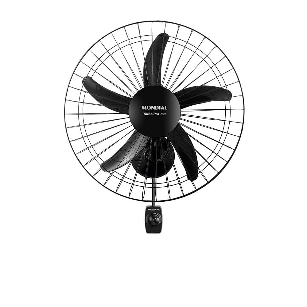 Ventilador de Parede 50cm Mondial Turbo Pro NVP com 5 Pás, 3 Velocidades - Preto - 220V Ventilador de Parede 50cm Mondial Turbo Pro NVP com 5 Pás, 3 Velocidades - Preto - 220V