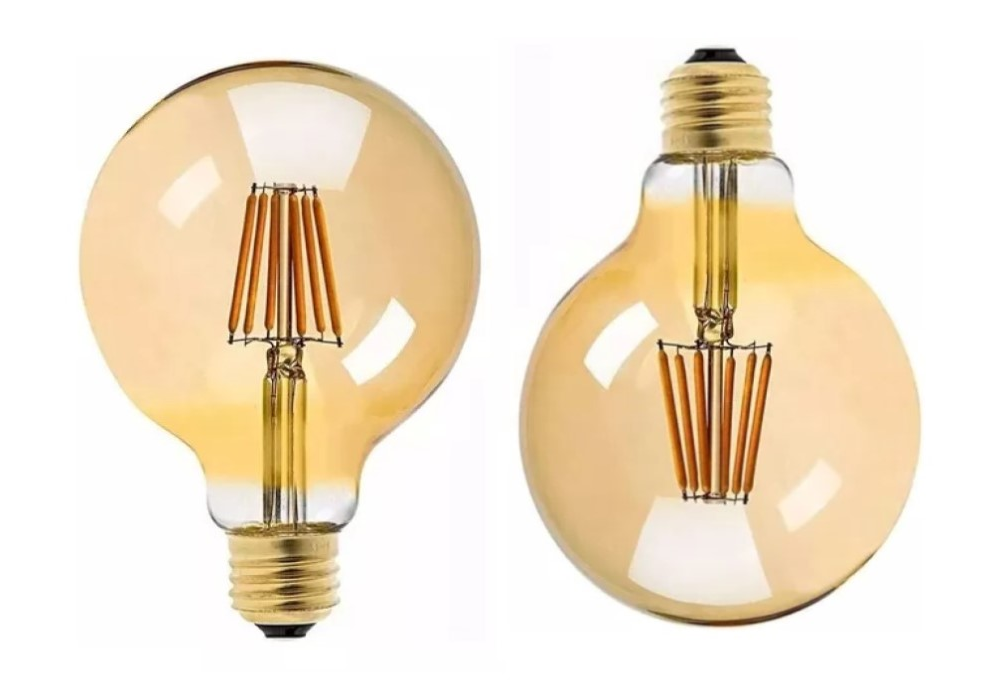 Lâmpada LED Filamento Globo G95 4W Ambar 2200K 2 Unidades, Iluminação Decorativa Vintage Lâmpada LED Filamento Globo G95 4W Ambar 2200K 2 Unidades, Iluminação Decorativa Vintage