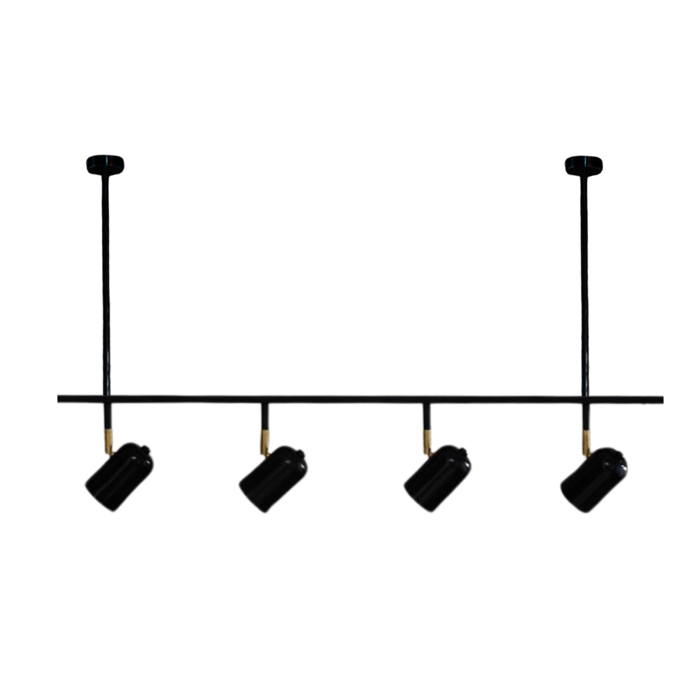 Trilho de Teto com 4 Spots Ewa Preto com Extensor 1 metro Trilho de Teto com 4 Spots Ewa Preto com Extensor 1 metro