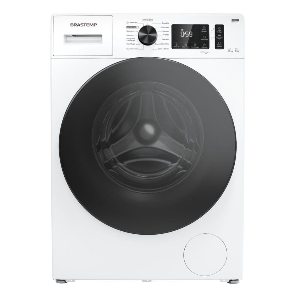 Lava e Seca Brastemp 10kg/6kg branca com Smart Sensor, Lavar com Vapor e Função Secagem - BNO10AB - 220V Lava e Seca Brastemp 10kg/6kg branca com Smart Sensor, Lavar com Vapor e Função Secagem - BNO10AB - 220V