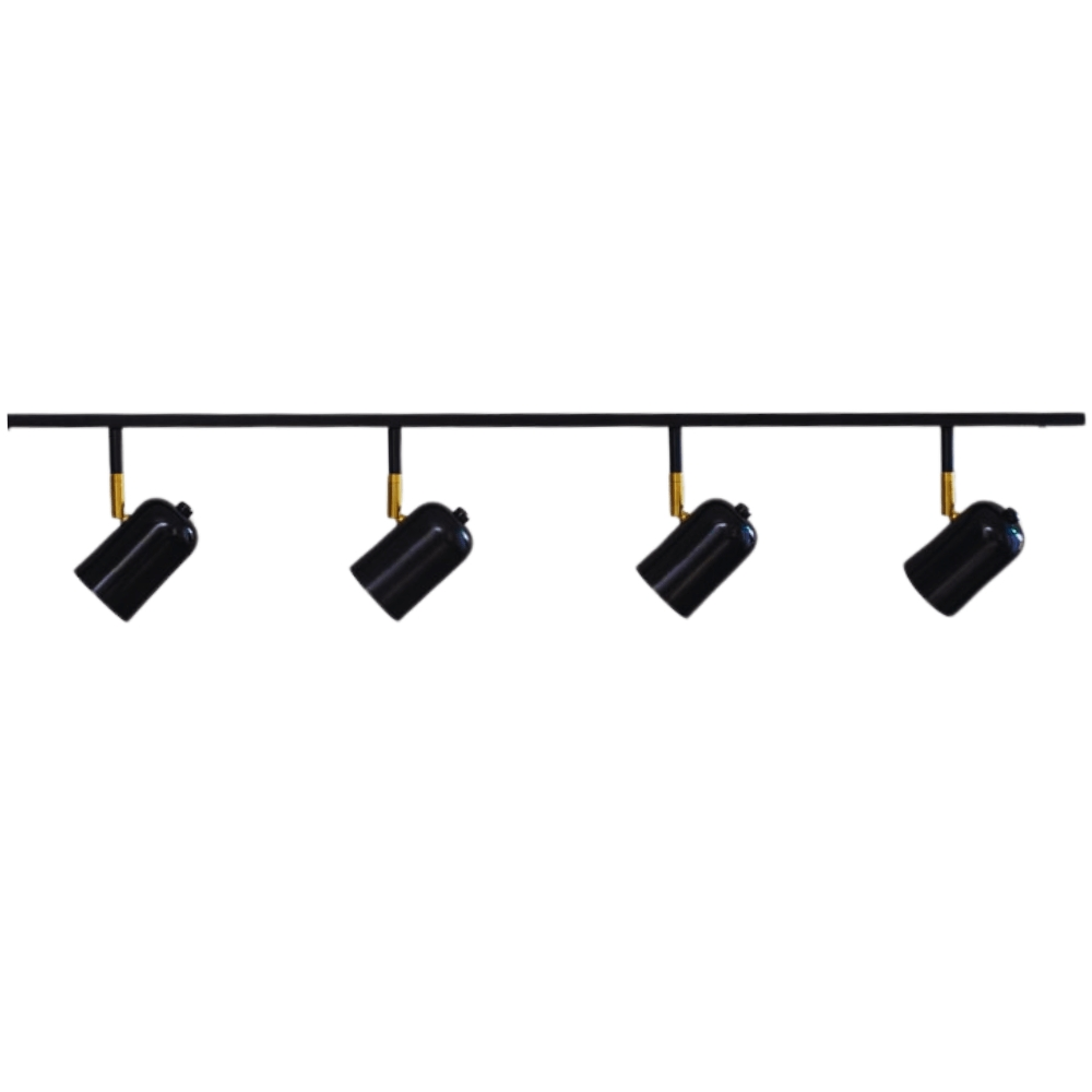 Trilho de Teto com 4 Spots Ewa Preto 1 metro Trilho de Teto com 4 Spots Ewa Preto 1 metro