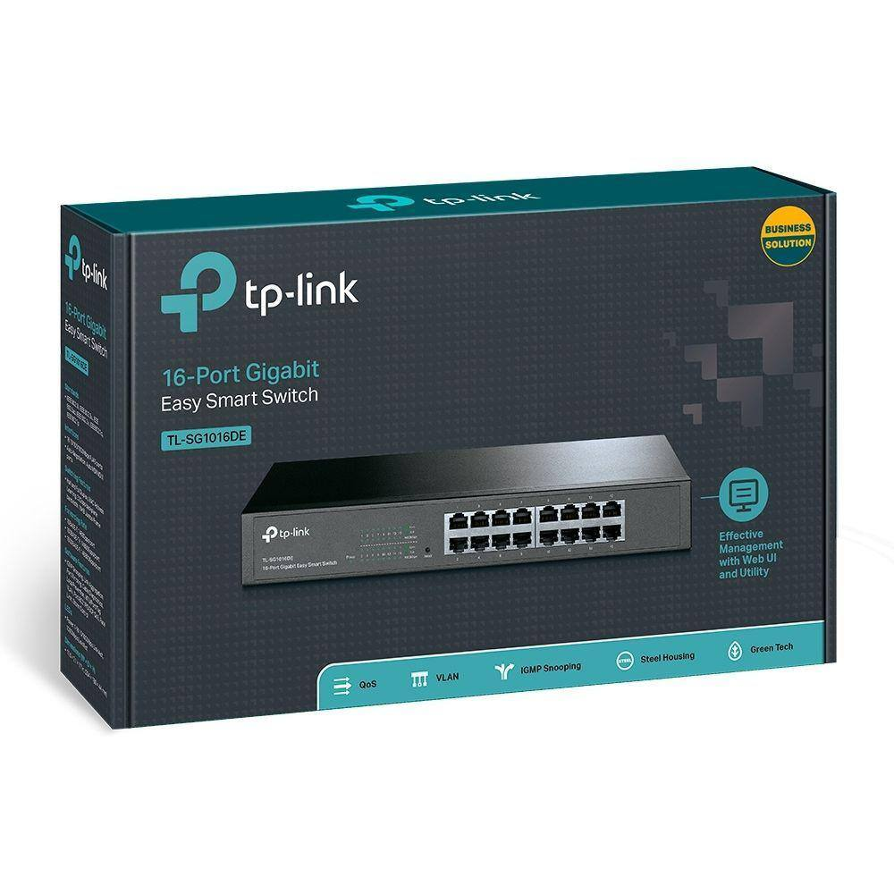 Switch Tp-Link Tl-Sg1016de 16 Portas Gigabit 10/100/1000Mbps Switch Tp-Link Tl-Sg1016de 16 Portas Gigabit 10/100/1000Mbps