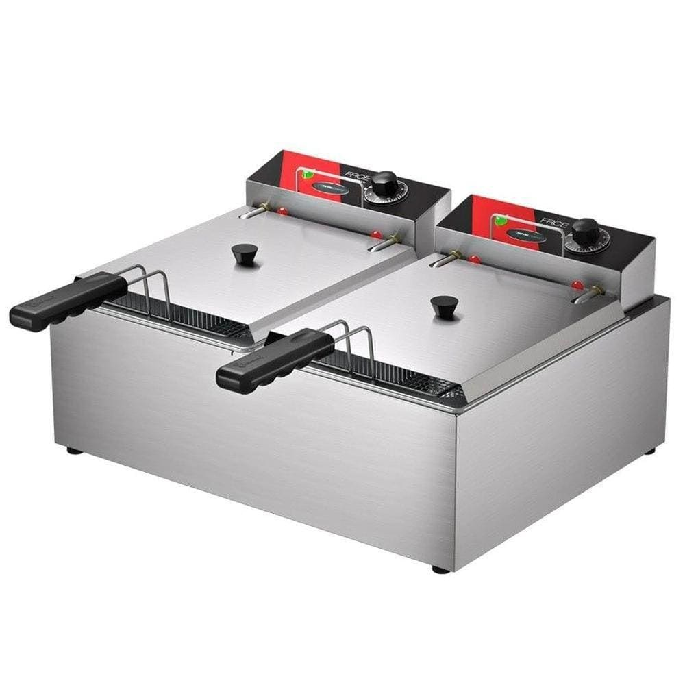 Fritadeira Elétrica 2 Cubas Inox Industrial 10L A Óleo 127V Fritadeira Elétrica 2 Cubas Inox Industrial 10L A Óleo 127V