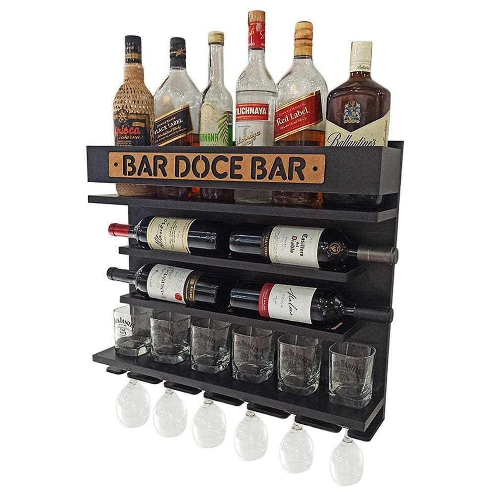 Adega De Vinho De Parede Com Barzinho Sala - Preto Adega De Vinho De Parede Com Barzinho Sala - Preto