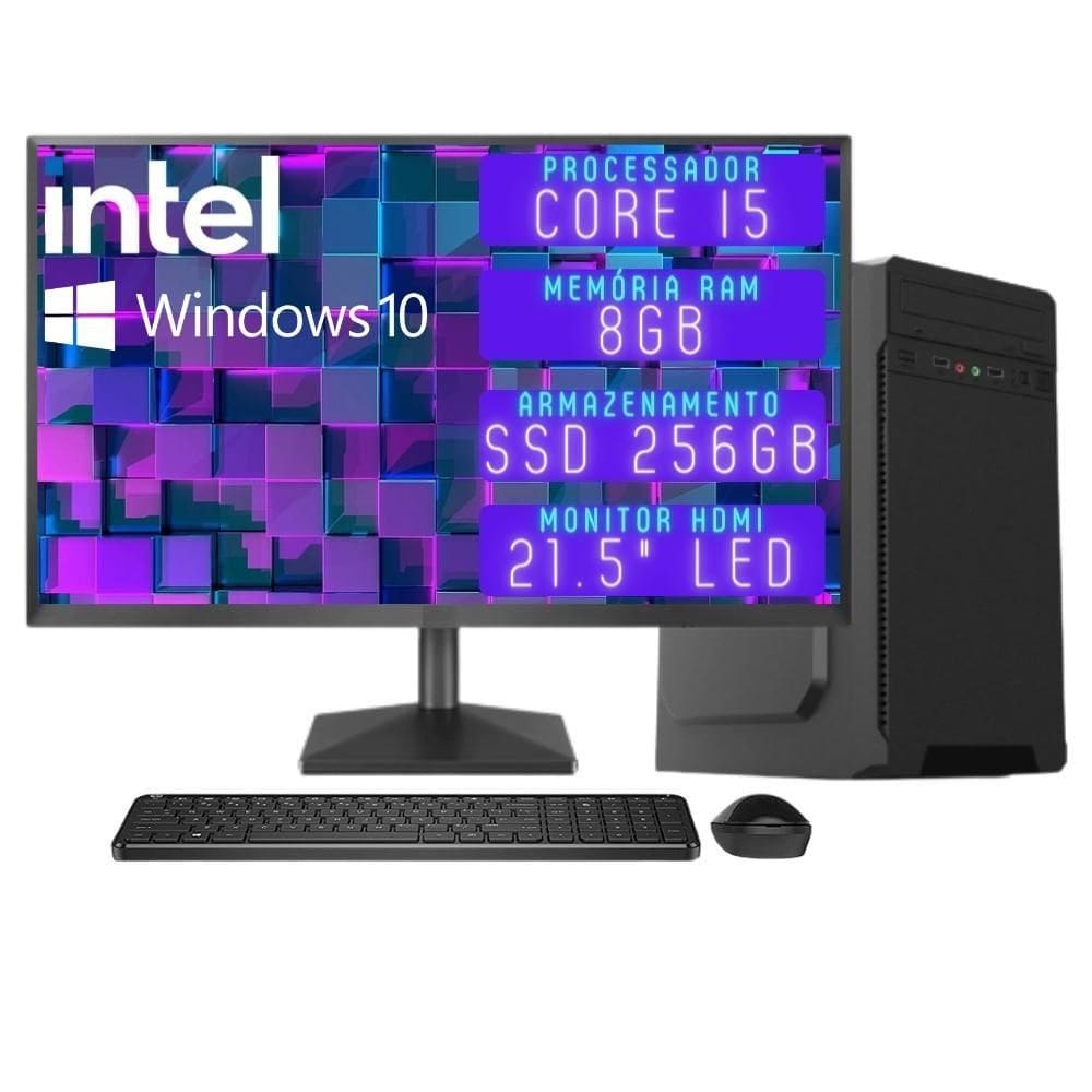 Computador Completo 3green Desktop Intel Core i5 8GB Monitor 21.5" Full HD HDMI SSD 256GB Windows 10 3D-116 Computador Completo 3green Desktop Intel Core i5 8GB Monitor 21.5" Full HD HDMI SSD 256GB Windows 10 3D-116