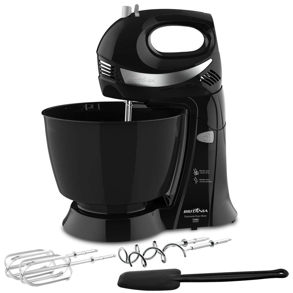 Batedeira Britânia Diamante Duo Mixer Turbo PR 4,3L 350W - 110V Batedeira Britânia Diamante Duo Mixer Turbo PR 4,3L 350W - 110V