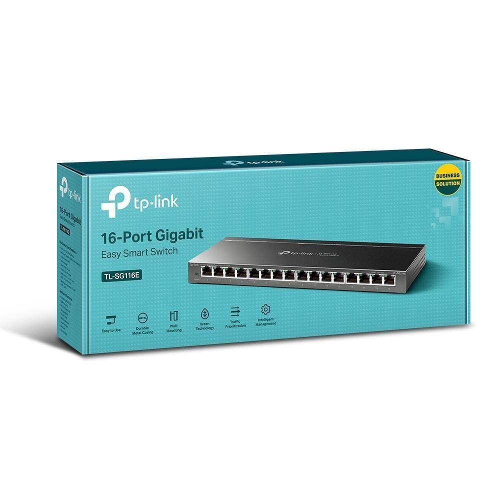 Switch Tp-Link Sg116E Easy Smart 16 Portas 10/100/1000Mbps Switch Tp-Link Sg116E Easy Smart 16 Portas 10/100/1000Mbps