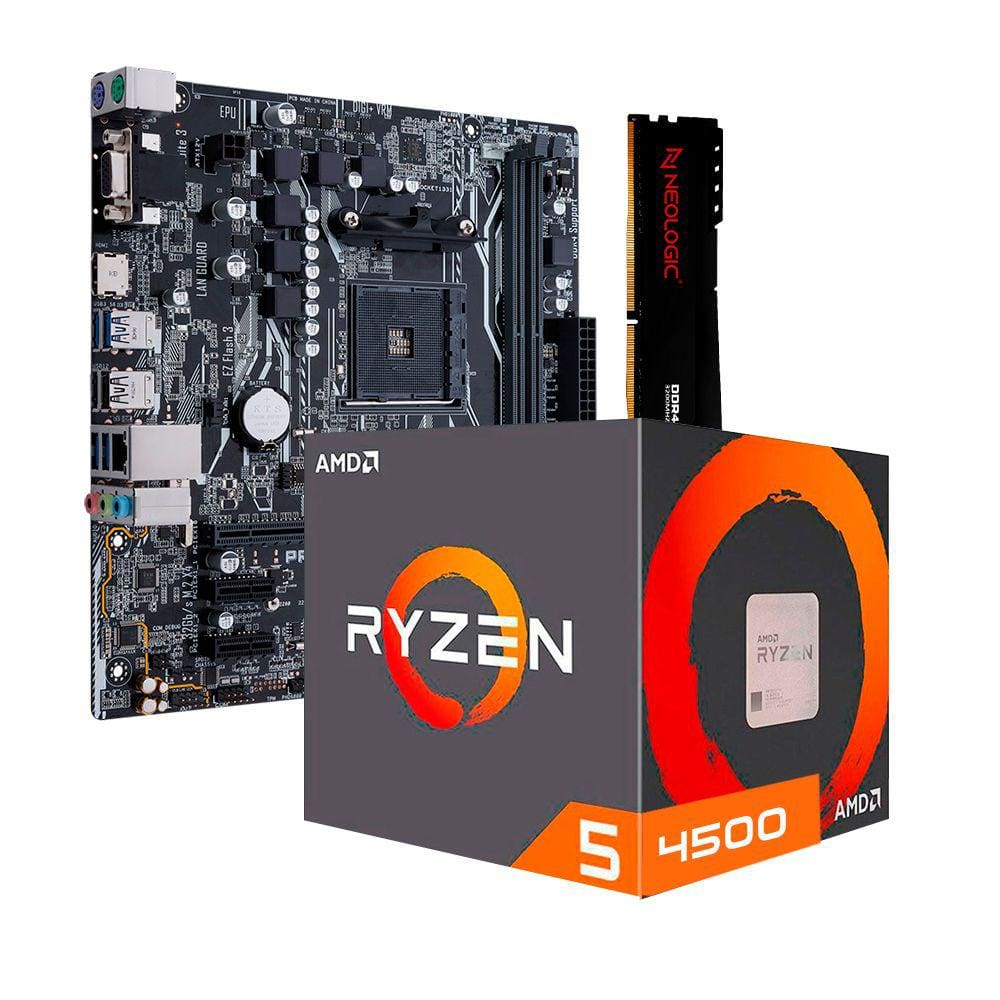 Kit Upgrade Amd Ryzen 5 4500, Placa Mãe A320m Prime Asus, 8Gb Ddr4, Neologic - Nli84047 Kit Upgrade Amd Ryzen 5 4500, Placa Mãe A320m Prime Asus, 8Gb Ddr4, Neologic - Nli84047