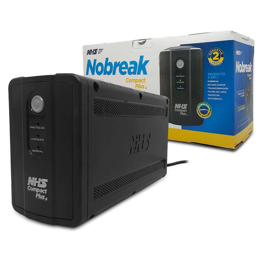 Nobreak 1400VA NHS Compact Plus 4, Bivolt Aut., S/120V, Bat. 2x7Ah/12V, 8 Tomadas - 90.C1.B01400 Nobreak 1400VA NHS Compact Plus 4, Bivolt Aut., S/120V, Bat. 2x7Ah/12V, 8 Tomadas - 90.C1.B01400