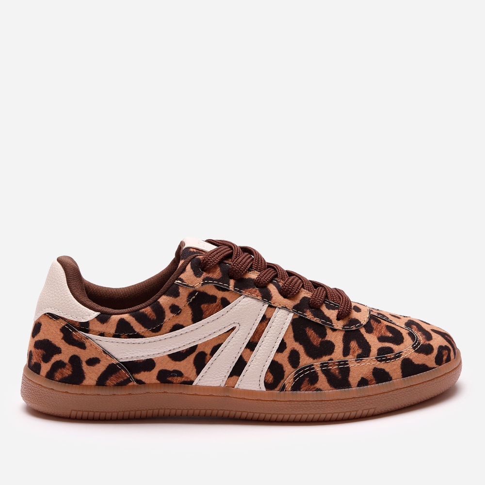 Tênis casual com recortes animal print ace bege Tênis casual com recortes animal print ace bege