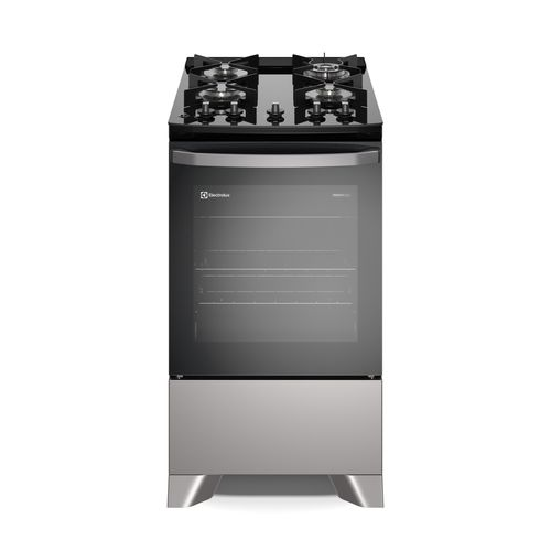 Fogão 4 bocas Electrolux Prata Efficient com Mesa de Vidro, Tripla Chama e VaporBake (FE4GS) - Bivolt Fogão 4 bocas Electrolux Prata Efficient com Mesa de Vidro, Tripla Chama e VaporBake (FE4GS) - Bivolt