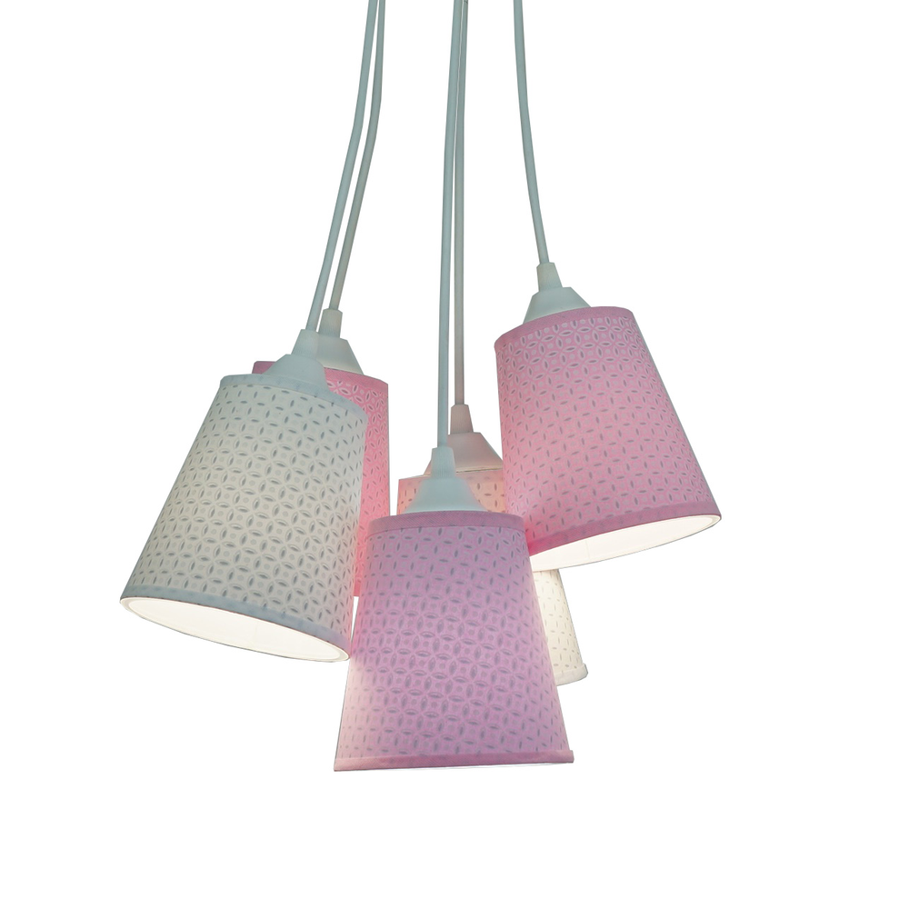 Lustre Pendente Candy Arabescos Rosa e Branco Lustre Pendente Candy Arabescos Rosa e Branco