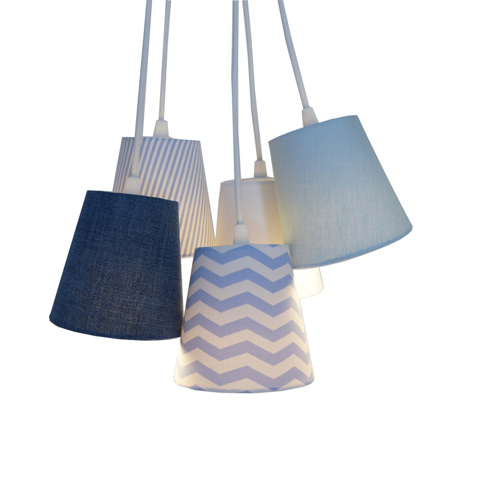 Lustre Pendente Cacho Mix Jeans e Chevron Azul Lustre Pendente Cacho Mix Jeans e Chevron Azul