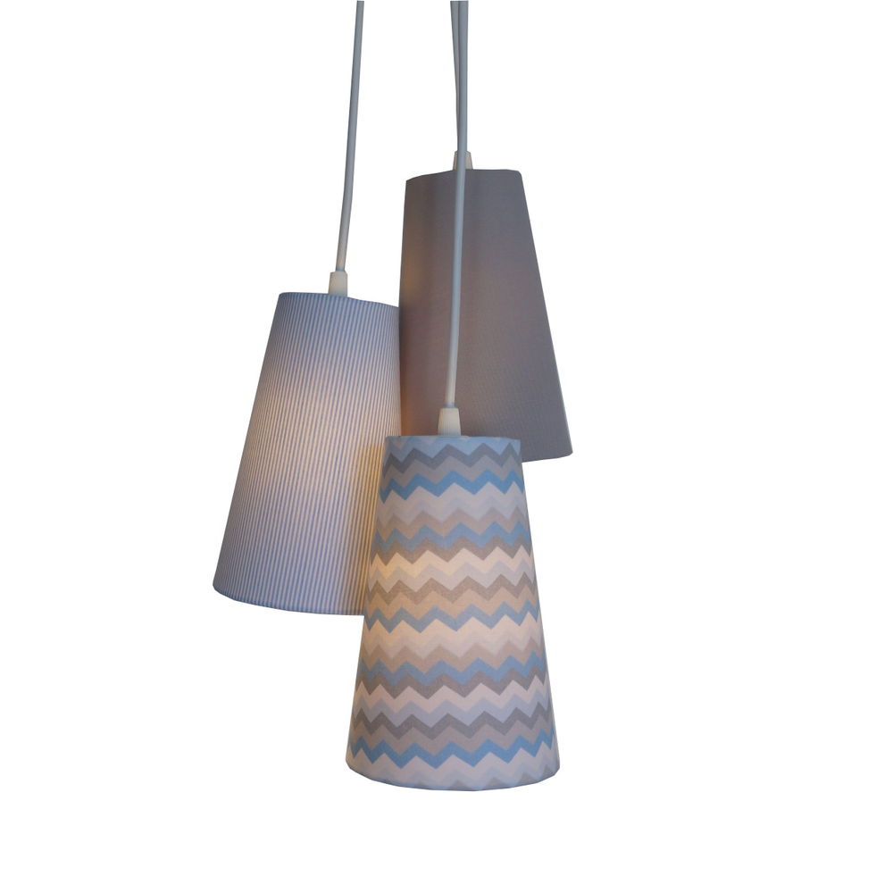 Pendente Chevron Bebê Cinza e Azul Pendente Chevron Bebê Cinza e Azul
