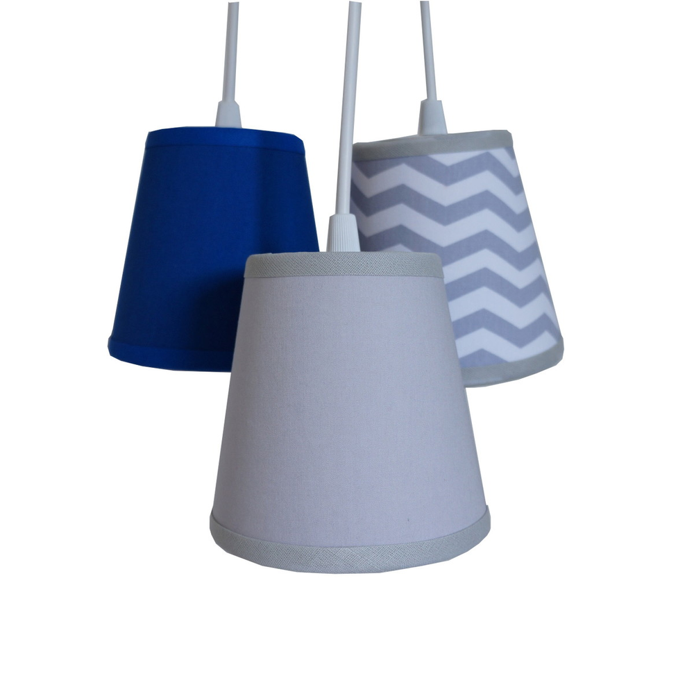 Luminária Triplo Chevron Crie Casa Cinza e Azul Luminária Triplo Chevron Crie Casa Cinza e Azul