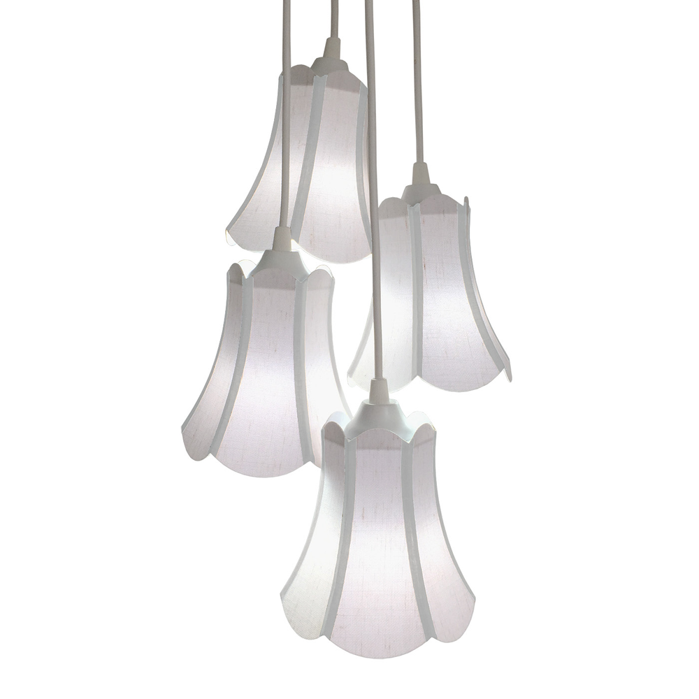Lustre Pendente Luminária Cacho 4 Cúpulas Paris Linho com Detalhes em Cinza Lustre Pendente Luminária Cacho 4 Cúpulas Paris Linho com Detalhes em Cinza
