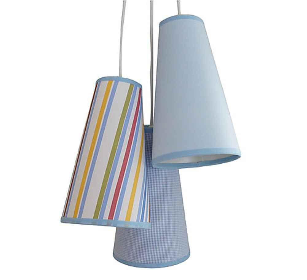 Lustre Pendente Quarto Bebê Tecidos Listras e Azul Lustre Pendente Quarto Bebê Tecidos Listras e Azul