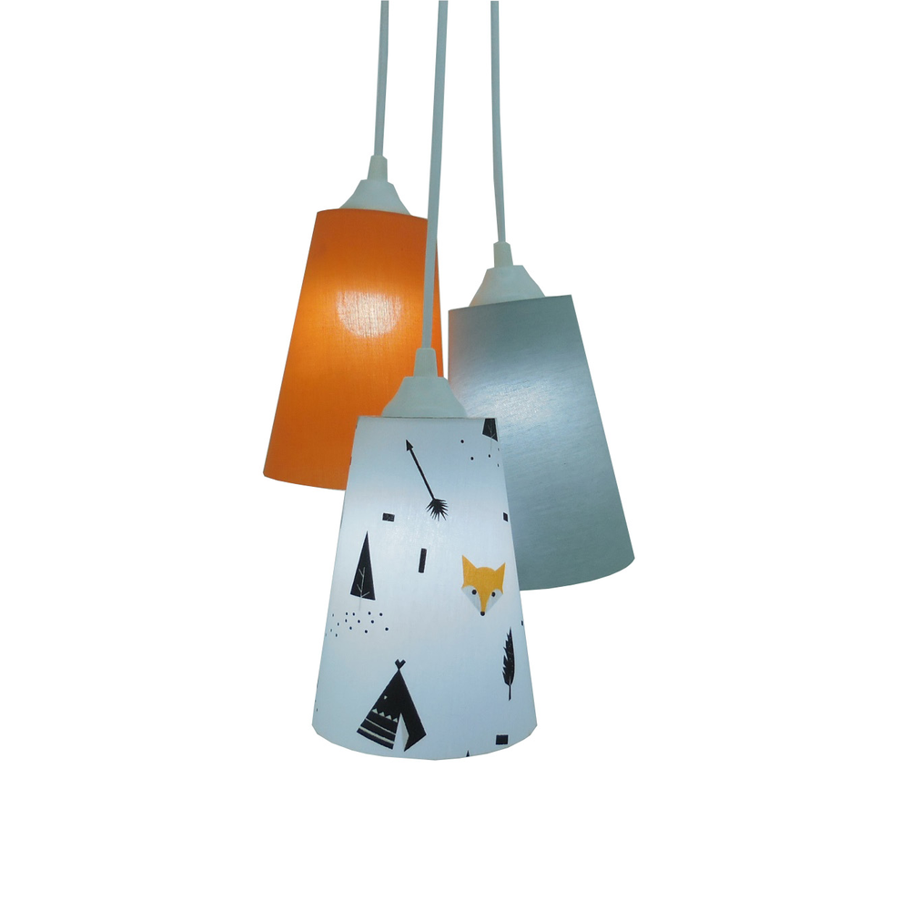 Lustre Pendente Raposinha Laranja e Cinza Lustre Pendente Raposinha Laranja e Cinza