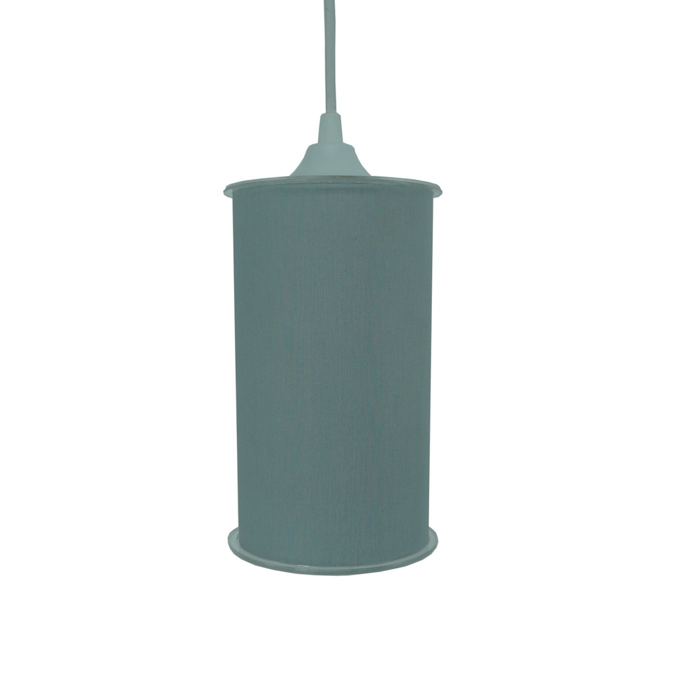 Luminária Pendente Cilíndrica Tecido Cinza Luminária Pendente Cilíndrica Tecido Cinza