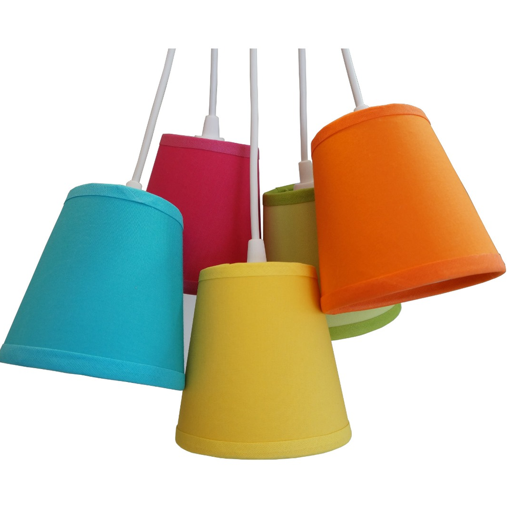 Lustre Pendente Cacho 5 Cúpulas Colorido Lustre Pendente Cacho 5 Cúpulas Colorido