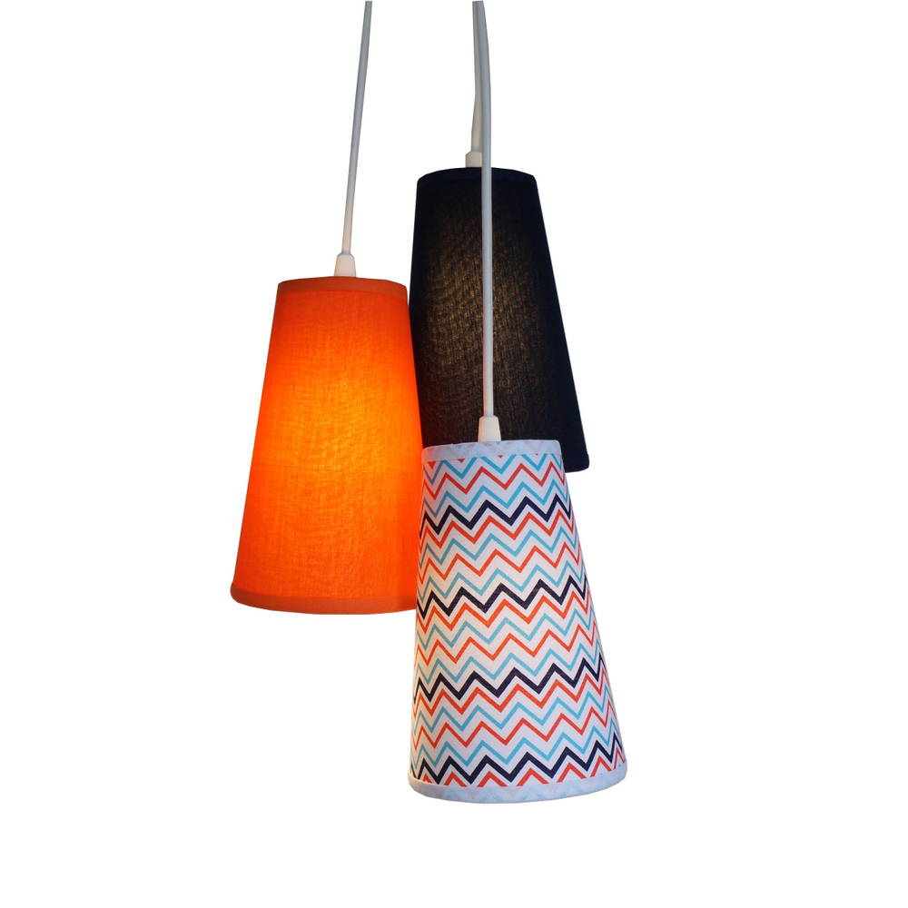 Pendente Triplo Chevron Marinho e Laranja Pendente Triplo Chevron Marinho e Laranja