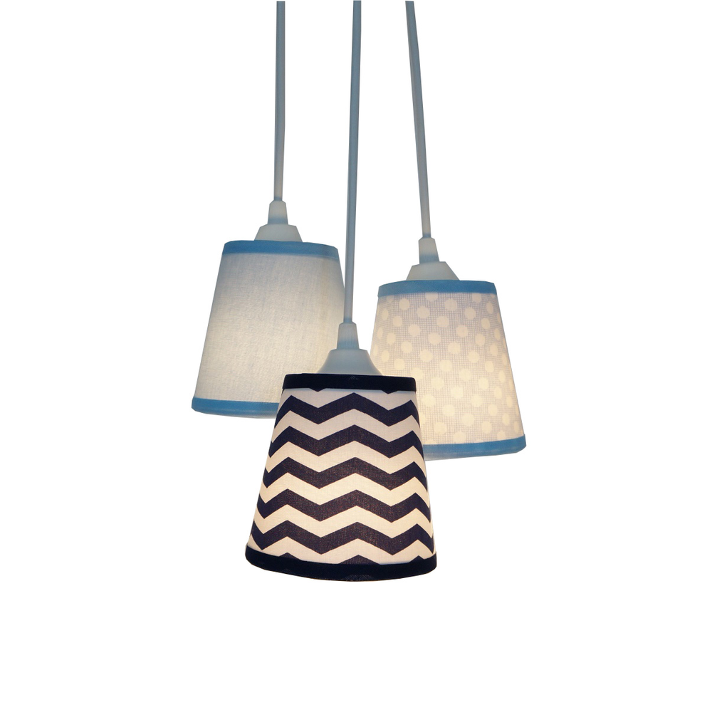 Lustre Pendente Triplo Bebê Chevron Azul Marinho Lustre Pendente Triplo Bebê Chevron Azul Marinho
