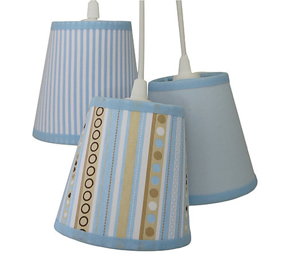 Lustre Pendente Tecidos Bebê Menino Azul e Bege Lustre Pendente Tecidos Bebê Menino Azul e Bege