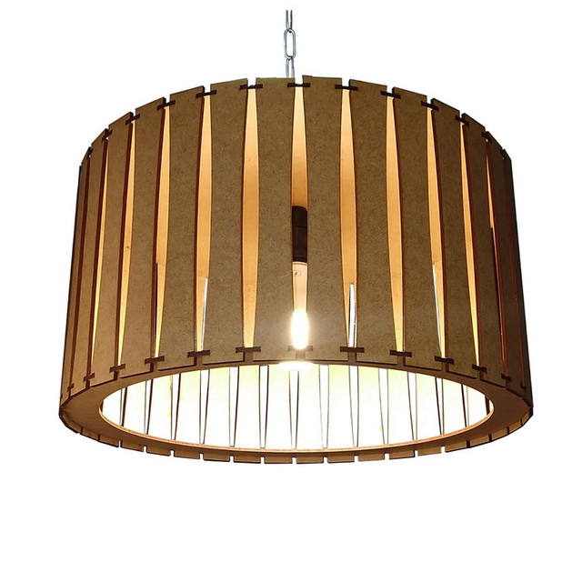 Lustre Luminária Pendente de Madeira MDF Mod. Rome Lustre Luminária Pendente de Madeira MDF Mod. Rome