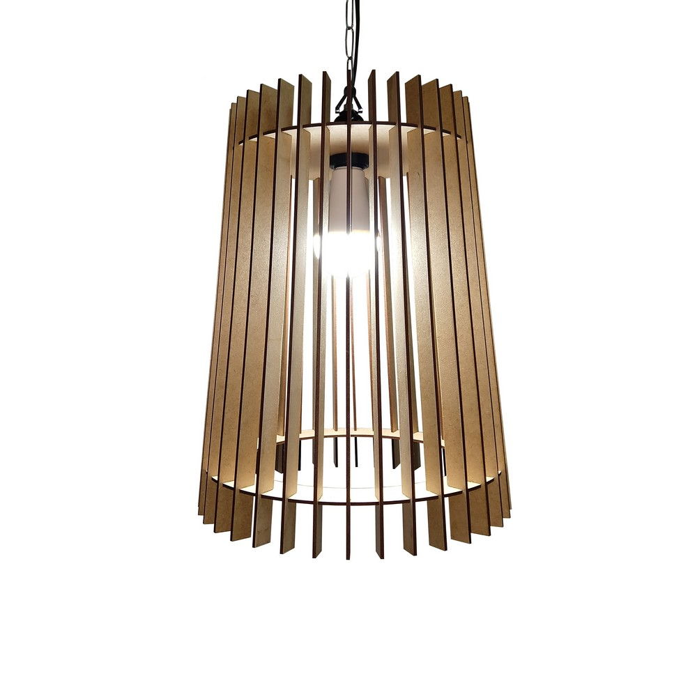 Lustre Luminária Pendente de Madeira MDF Mod. Babel Lustre Luminária Pendente de Madeira MDF Mod. Babel