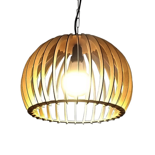 Lustre Luminária Pendente de Madeira MDF Mod. Domo Lustre Luminária Pendente de Madeira MDF Mod. Domo