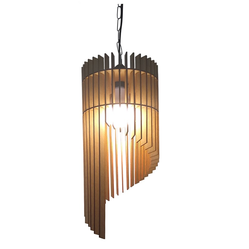 Lustre Luminária Pendente de Madeira MDF Mod. Pena Lustre Luminária Pendente de Madeira MDF Mod. Pena