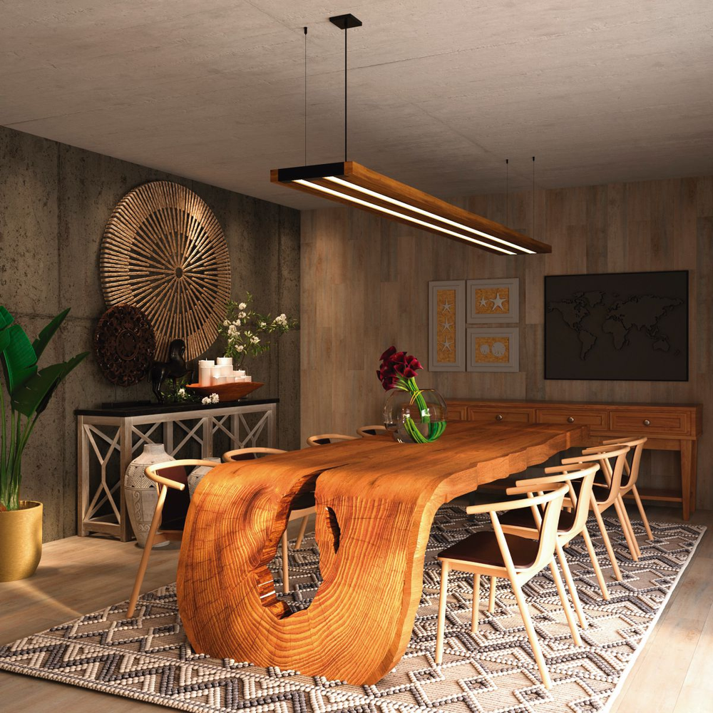 Pendente Horizontal Led Atria 72w 8000lm Prancha de Madeira Pendente Horizontal Led Atria 72w 8000lm Prancha de Madeira